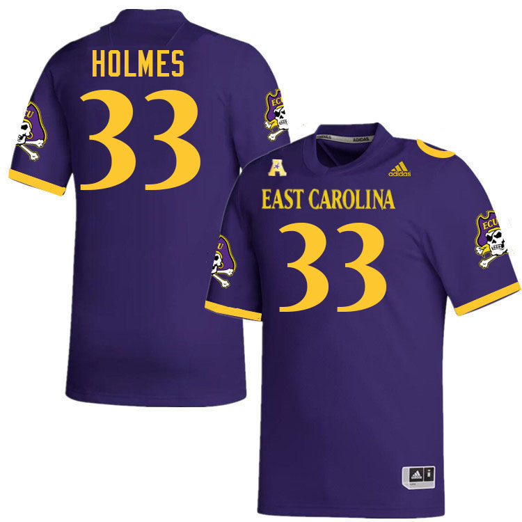 #33 Luke Holmes East Carolina Pirates College Football Jersey Stitched-Purple